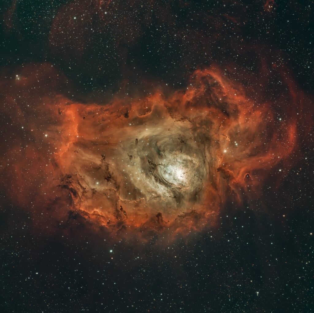Stunning image of the Lagoon Nebula showcasing cosmic beauty and celestial wonders.